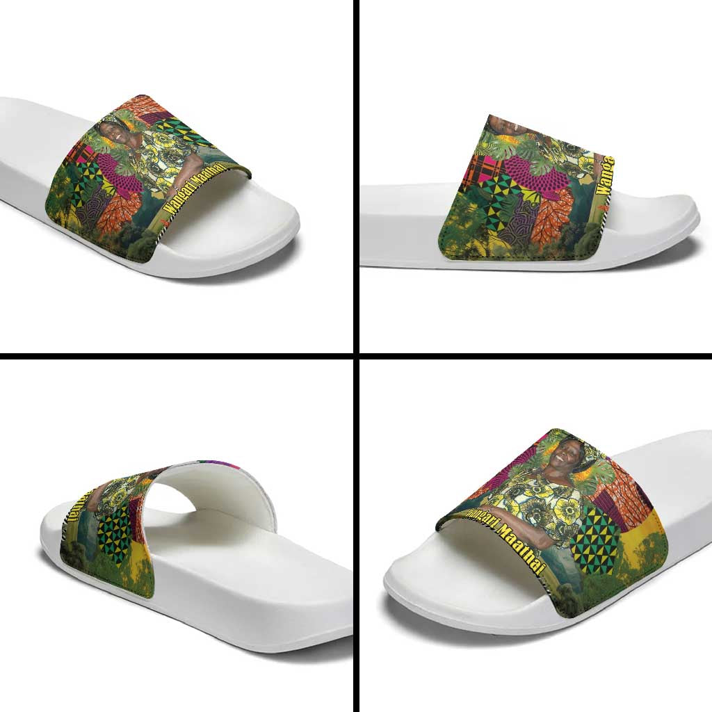 Wangari Maathai Slide Sandals Colorful Nature-Inspired Design Empowerment Quote African Print Environmental - Wonder Print Shop