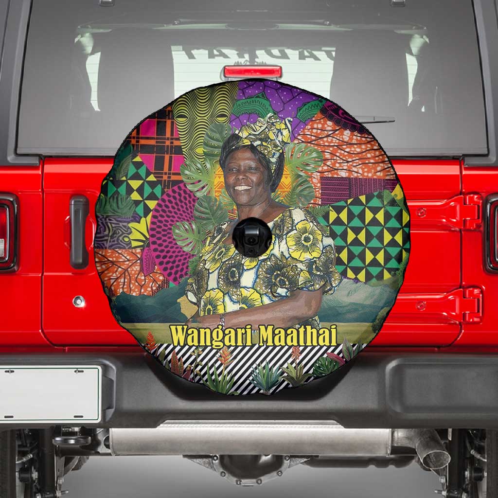 Wangari Maathai Spare Tire Cover Colorful Nature-Inspired Design Empowerment Quote African Print Environmental - Wonder Print Shop