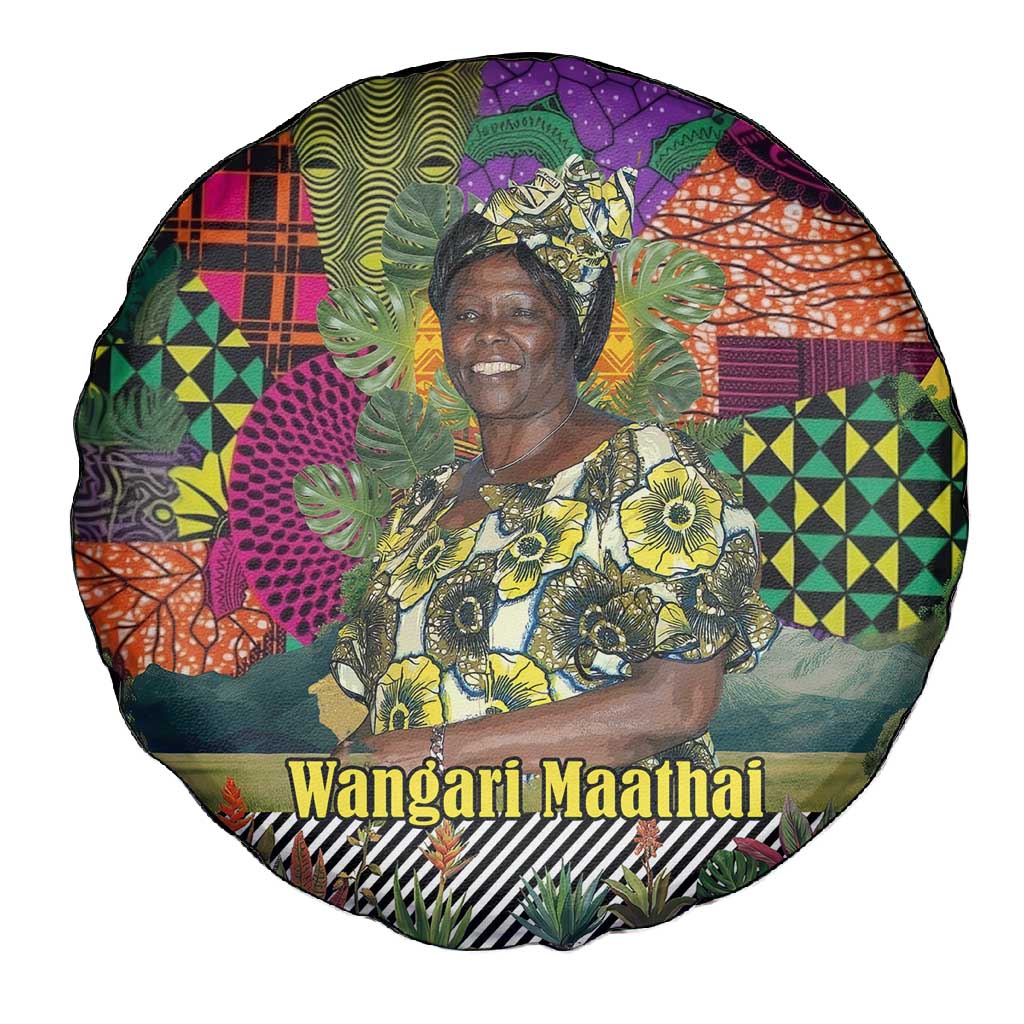 Wangari Maathai Spare Tire Cover Colorful Nature-Inspired Design Empowerment Quote African Print Environmental - Wonder Print Shop