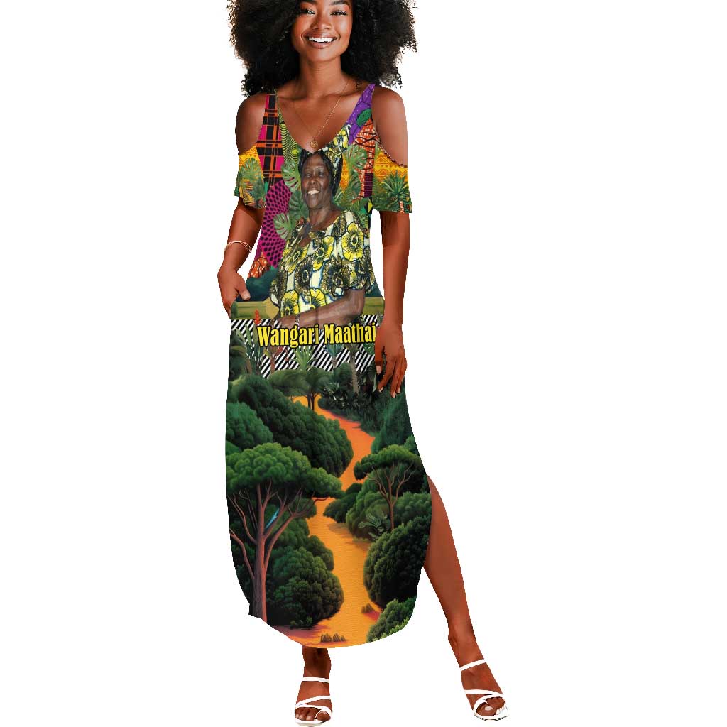 Wangari Maathai Summer Maxi Dress Colorful Nature-Inspired Design Empowerment Quote African Print Environmental - Wonder Print Shop