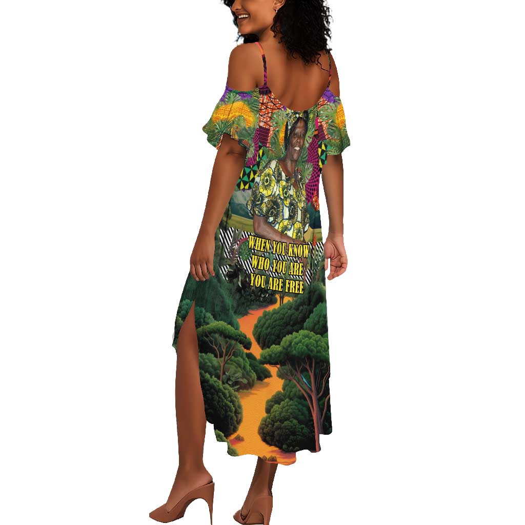 Wangari Maathai Summer Maxi Dress Colorful Nature-Inspired Design Empowerment Quote African Print Environmental - Wonder Print Shop