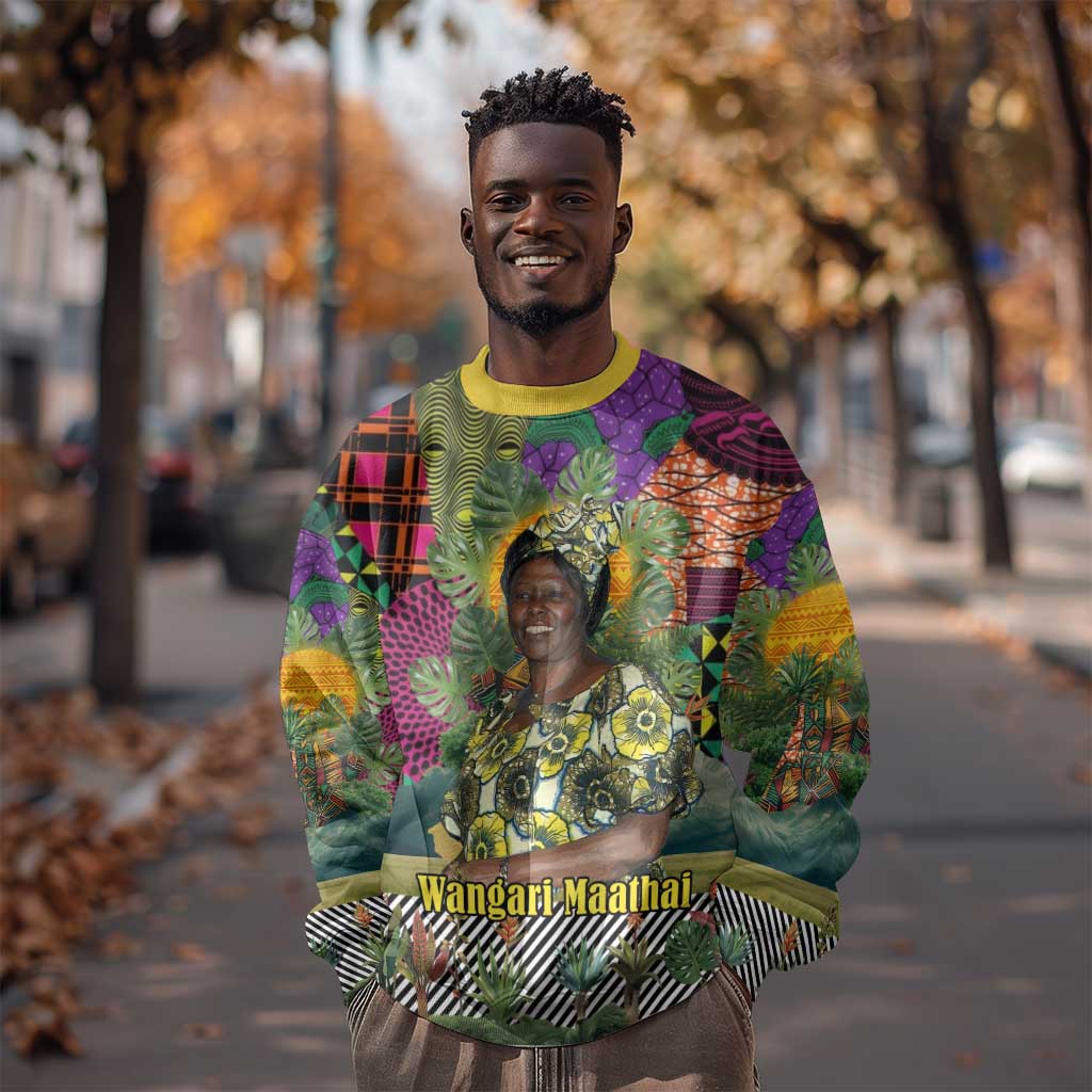 Wangari Maathai Sweatshirt Colorful Nature-Inspired Design Empowerment Quote African Print Environmental - Wonder Print Shop
