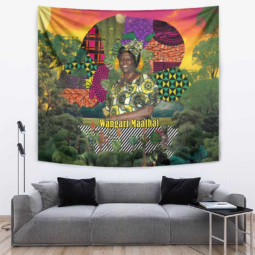 Wangari Maathai Tapestry Colorful Nature-Inspired Design Empowerment Quote African Print Environmental - Wonder Print Shop
