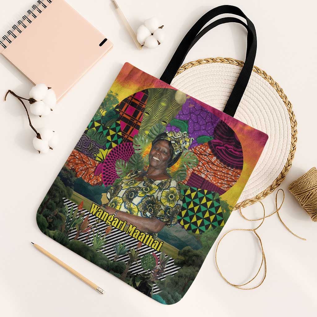Wangari Maathai Tote Bag Colorful Nature-Inspired Design Empowerment Quote African Print Environmental - Wonder Print Shop