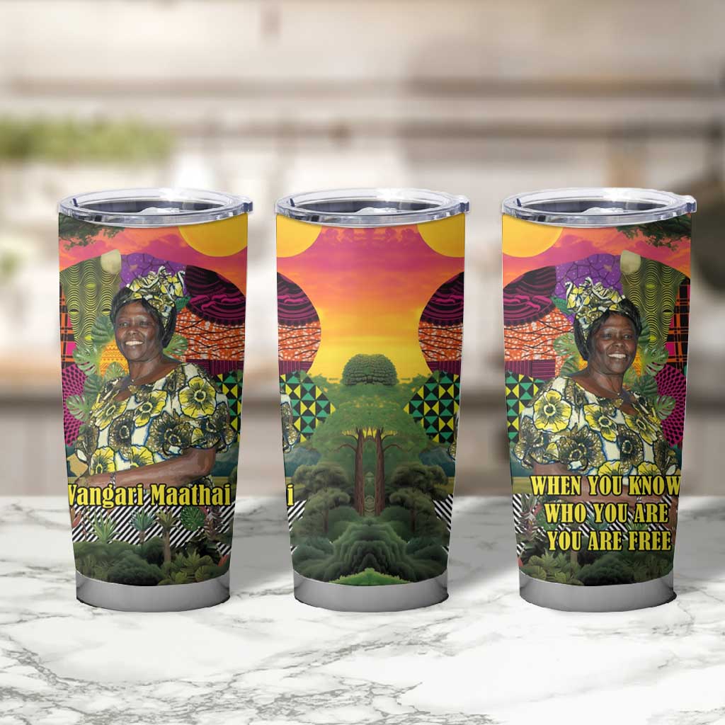 Wangari Maathai Tumbler Cup Colorful Nature-Inspired Design Empowerment Quote African Print Environmental - Wonder Print Shop