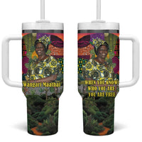 Wangari Maathai Tumbler With Handle Colorful Nature-Inspired Design Empowerment Quote African Print Environmental - Wonder Print Shop