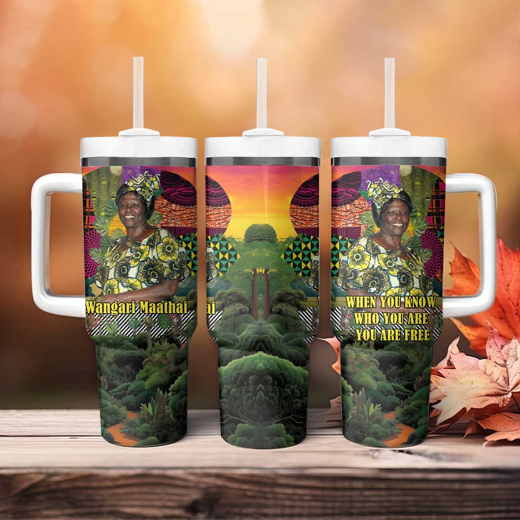 Wangari Maathai Tumbler With Handle Colorful Nature-Inspired Design Empowerment Quote African Print Environmental - Wonder Print Shop
