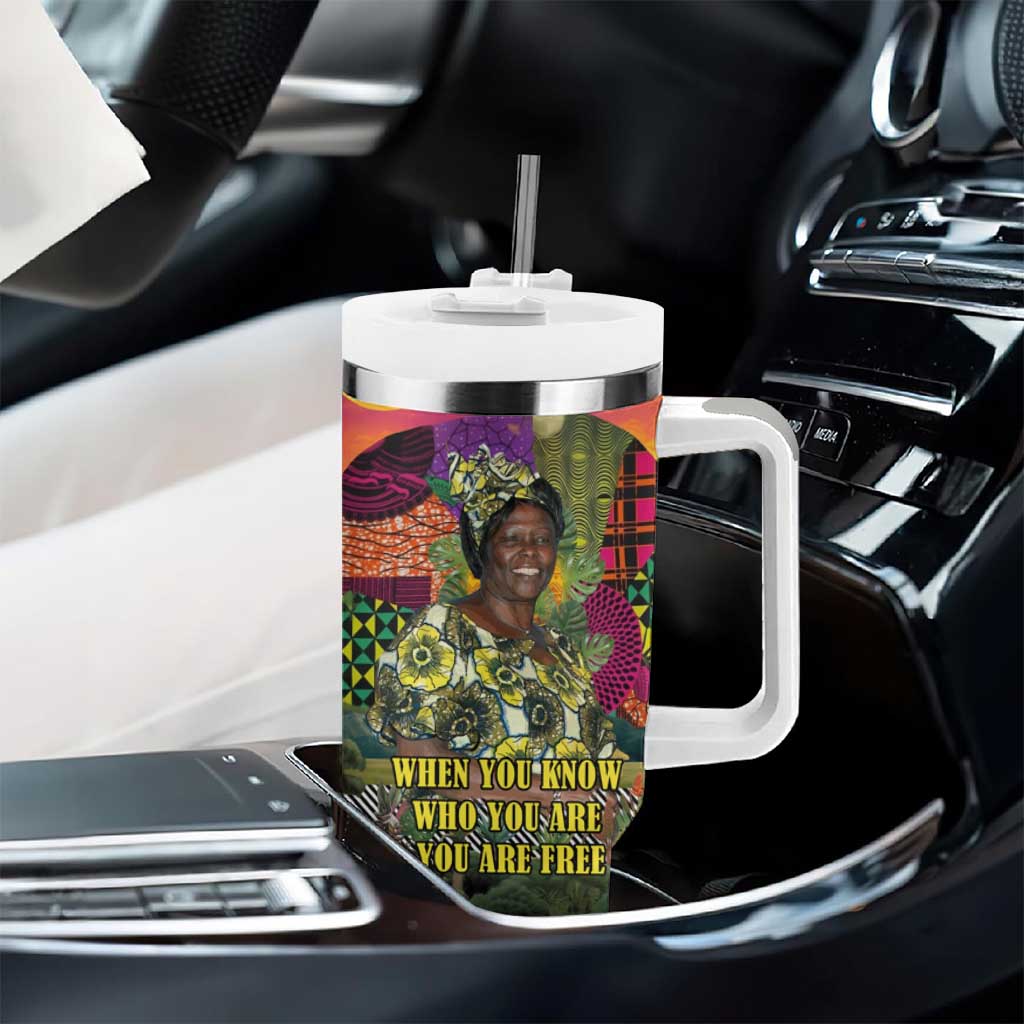 Wangari Maathai Tumbler With Handle Colorful Nature-Inspired Design Empowerment Quote African Print Environmental - Wonder Print Shop
