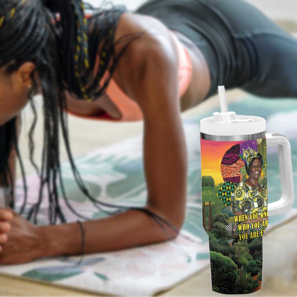 Wangari Maathai Tumbler With Handle Colorful Nature-Inspired Design Empowerment Quote African Print Environmental - Wonder Print Shop