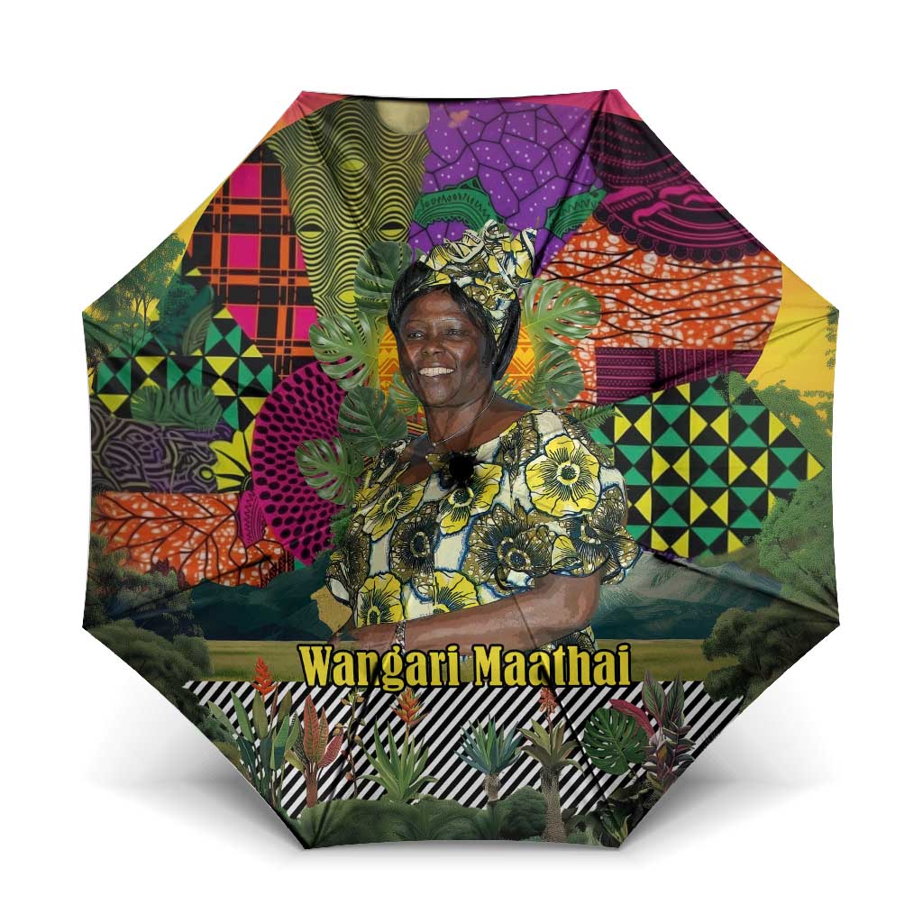 Wangari Maathai Umbrella Colorful Nature-Inspired Design Empowerment Quote African Print Environmental - Wonder Print Shop
