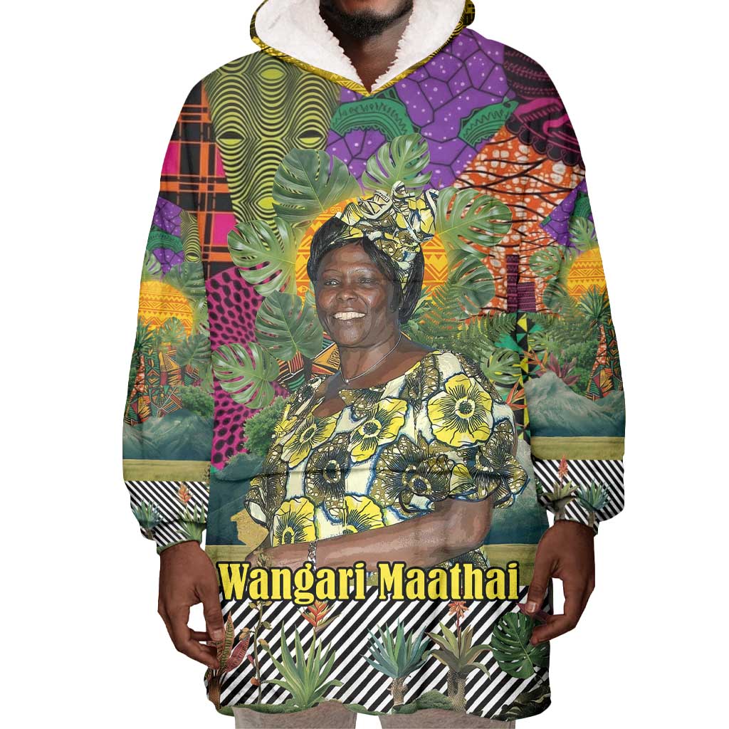 Wangari Maathai Wearable Blanket Hoodie Colorful Nature-Inspired Design Empowerment Quote African Print Environmental - Wonder Print Shop