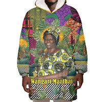 Wangari Maathai Wearable Blanket Hoodie Colorful Nature-Inspired Design Empowerment Quote African Print Environmental - Wonder Print Shop