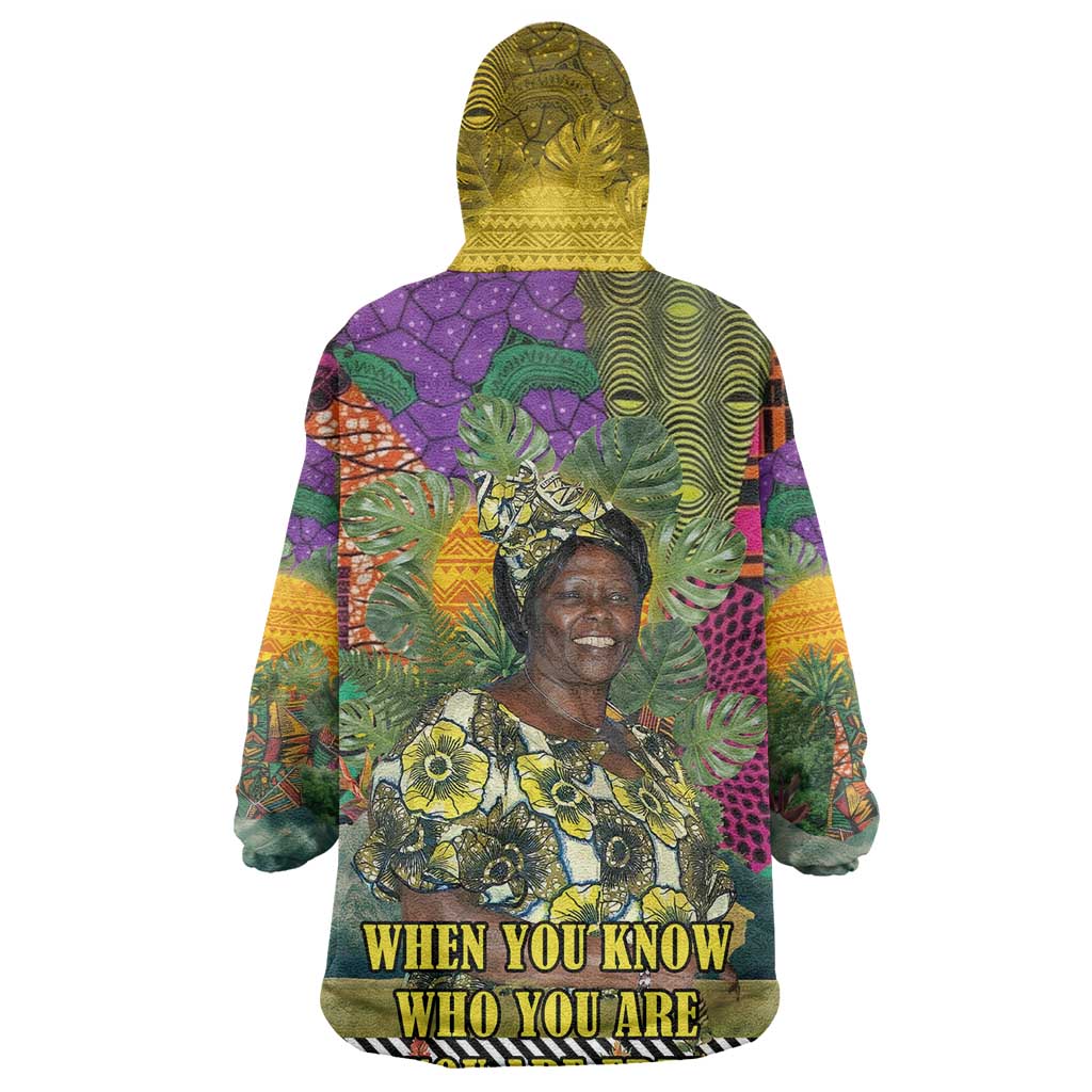 Wangari Maathai Wearable Blanket Hoodie Colorful Nature-Inspired Design Empowerment Quote African Print Environmental - Wonder Print Shop