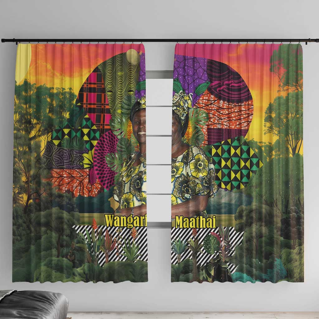Wangari Maathai Window Curtain Colorful Nature-Inspired Design Empowerment Quote African Print Environmental - Wonder Print Shop