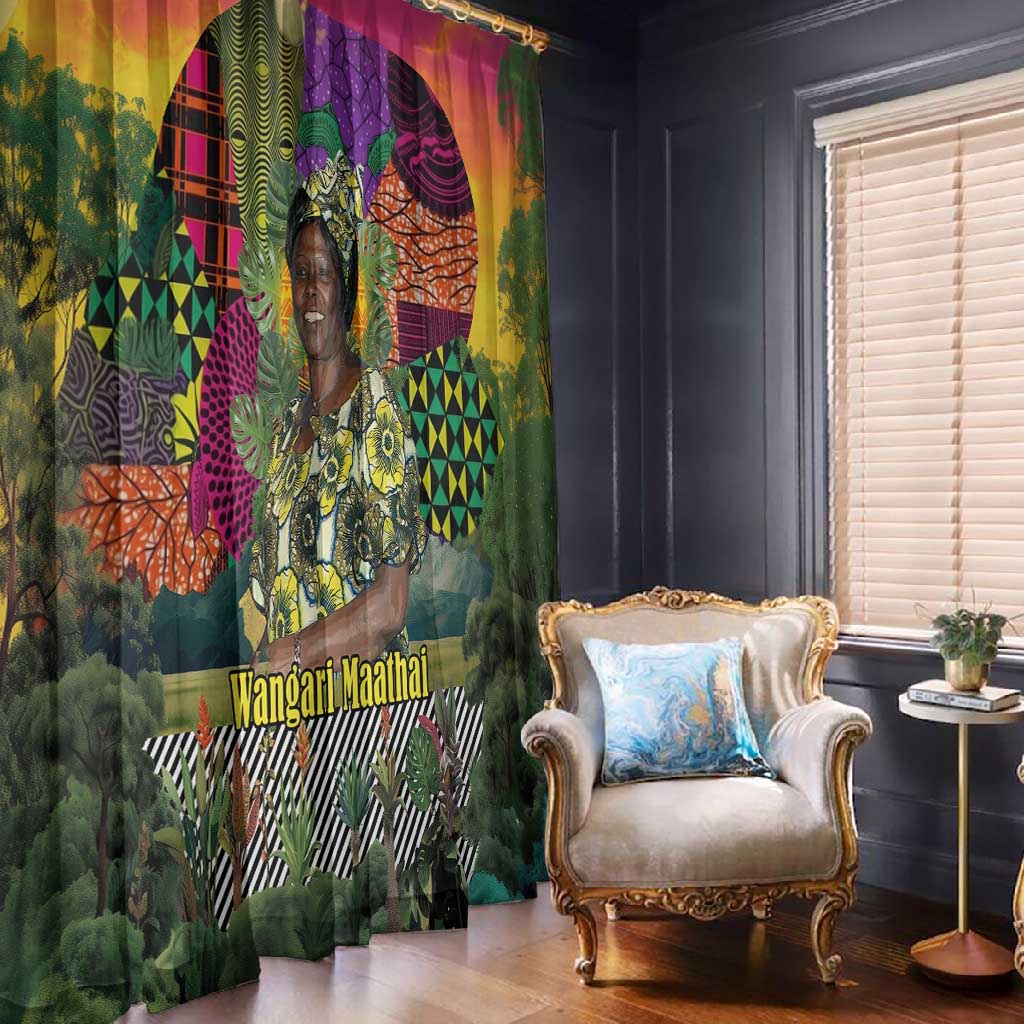 Wangari Maathai Window Curtain Colorful Nature-Inspired Design Empowerment Quote African Print Environmental - Wonder Print Shop