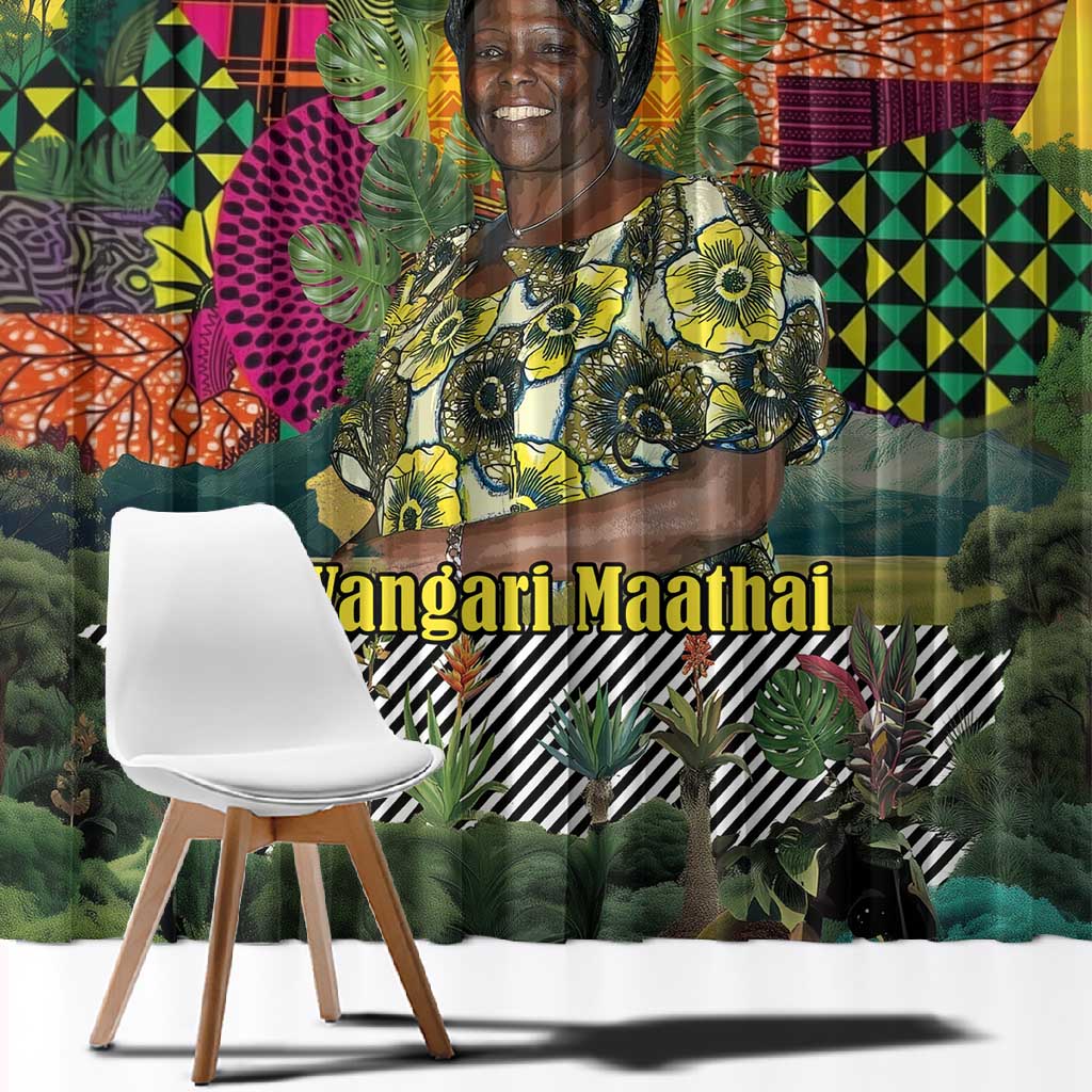 Wangari Maathai Window Curtain Colorful Nature-Inspired Design Empowerment Quote African Print Environmental - Wonder Print Shop