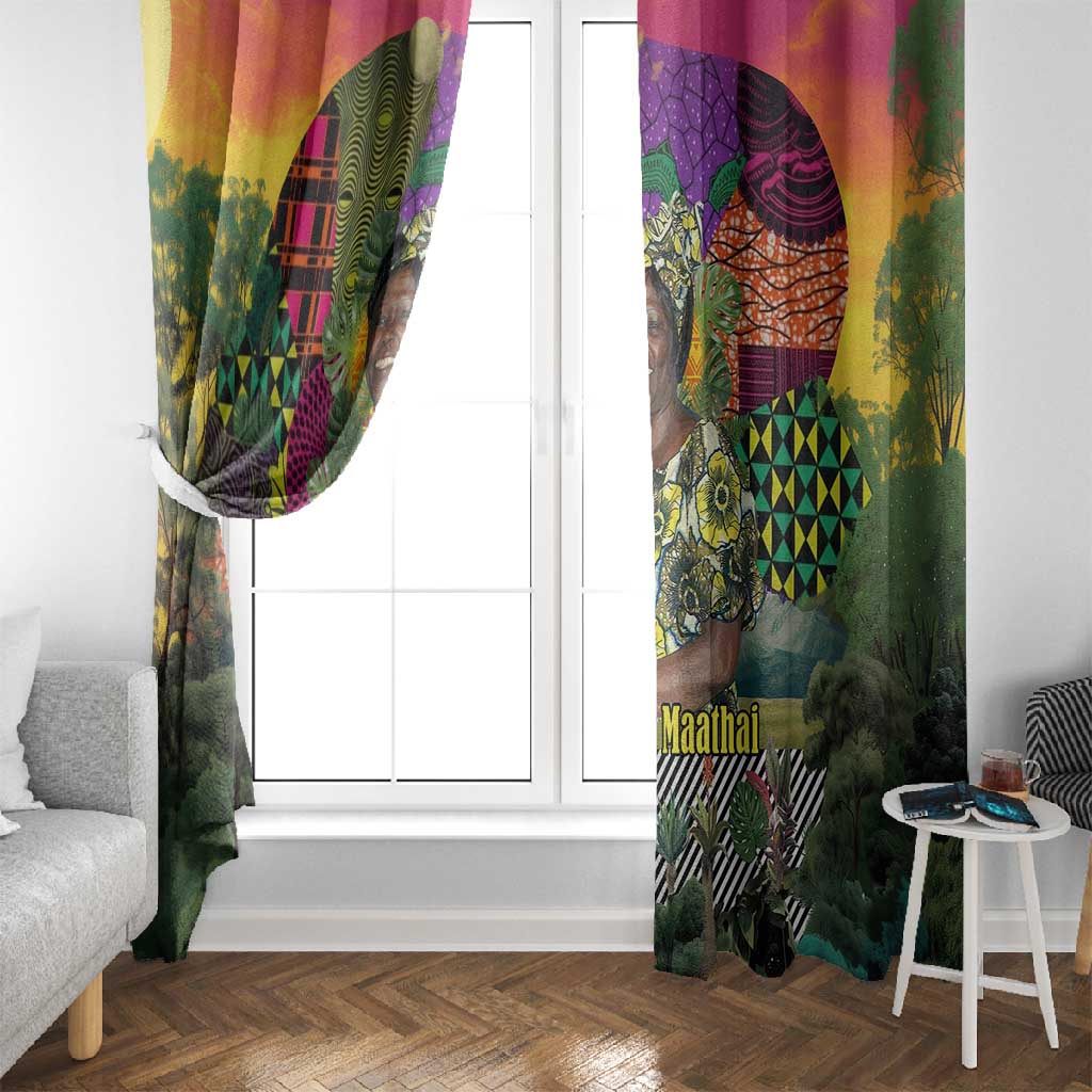 Wangari Maathai Window Curtain Colorful Nature-Inspired Design Empowerment Quote African Print Environmental - Wonder Print Shop