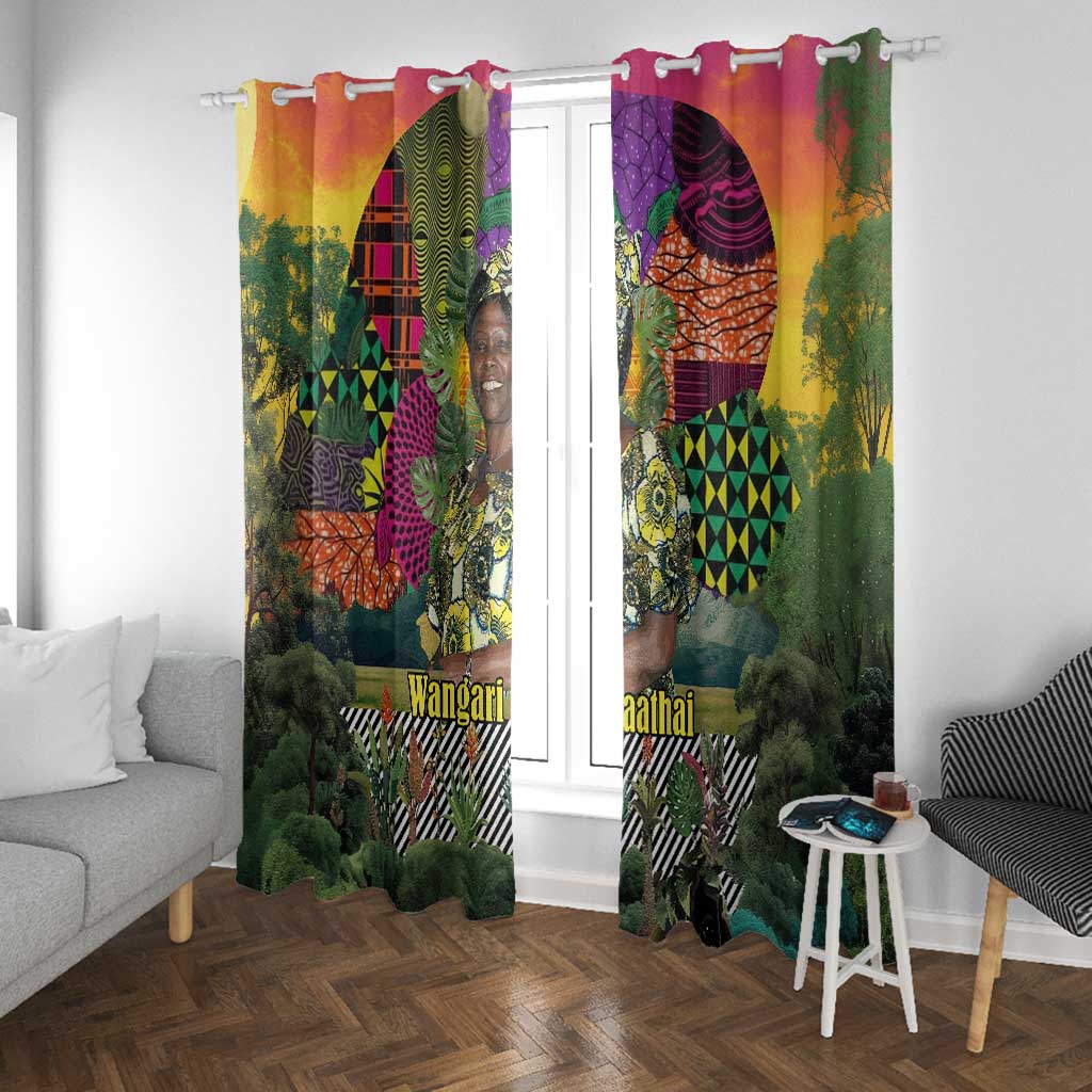 Wangari Maathai Window Curtain Colorful Nature-Inspired Design Empowerment Quote African Print Environmental - Wonder Print Shop