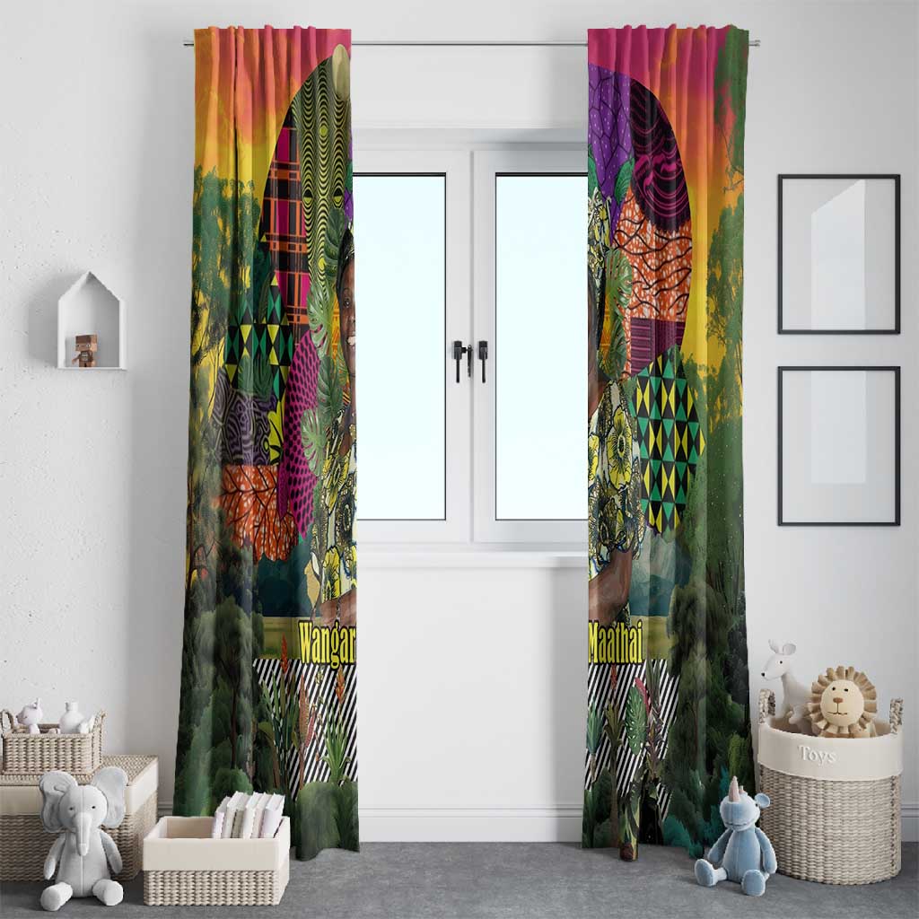 Wangari Maathai Window Curtain Colorful Nature-Inspired Design Empowerment Quote African Print Environmental - Wonder Print Shop