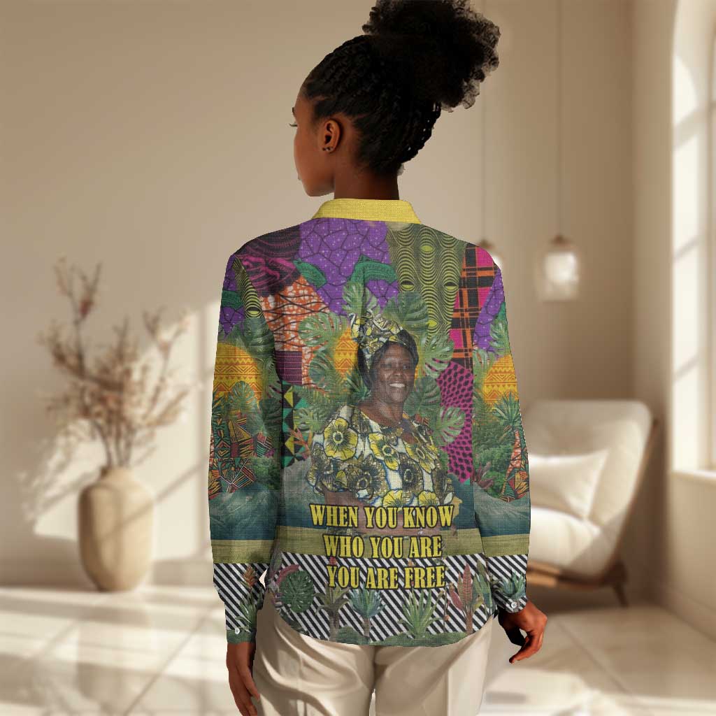 Wangari Maathai Women Casual Shirt Colorful Nature-Inspired Design Empowerment Quote African Print Environmental - Wonder Print Shop