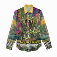 Wangari Maathai Women Casual Shirt Colorful Nature-Inspired Design Empowerment Quote African Print Environmental - Wonder Print Shop