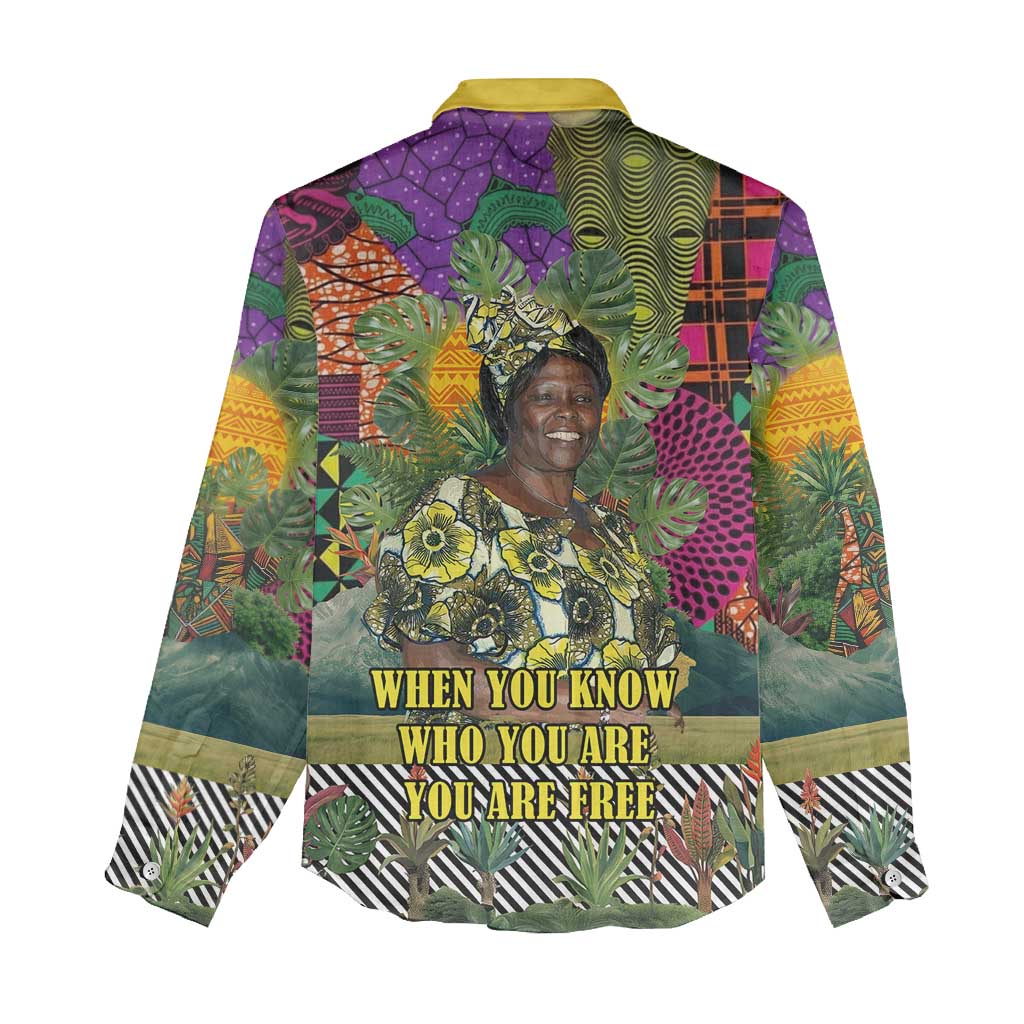Wangari Maathai Women Casual Shirt Colorful Nature-Inspired Design Empowerment Quote African Print Environmental - Wonder Print Shop