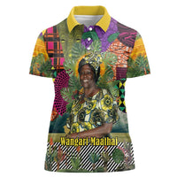 Wangari Maathai Women Polo Shirt Colorful Nature-Inspired Design Empowerment Quote African Print Environmental - Wonder Print Shop