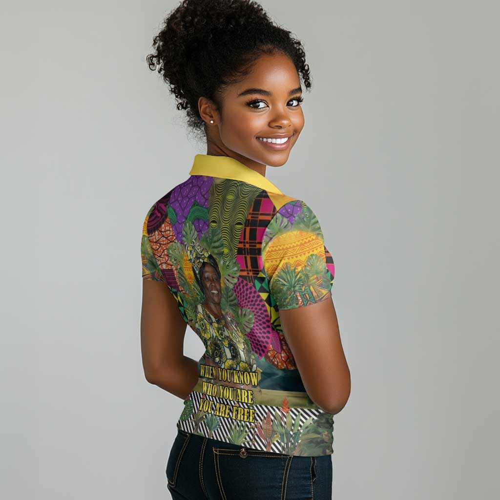 Wangari Maathai Women Polo Shirt Colorful Nature-Inspired Design Empowerment Quote African Print Environmental - Wonder Print Shop