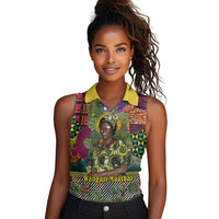 Wangari Maathai Women Sleeveless Polo Shirt Colorful Nature-Inspired Design Empowerment Quote African Print Environmental - Wonder Print Shop
