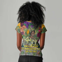 Wangari Maathai Women V-Neck T-Shirt Colorful Nature-Inspired Design Empowerment Quote African Print Environmental - Wonder Print Shop