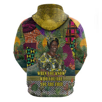 Wangari Maathai Zip Hoodie Colorful Nature-Inspired Design Empowerment Quote African Print Environmental - Wonder Print Shop