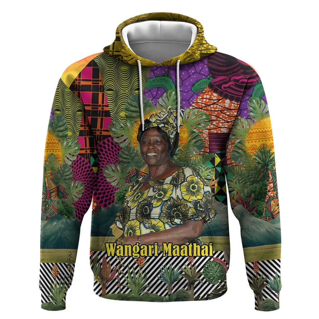 Wangari Maathai Zip Hoodie Colorful Nature-Inspired Design Empowerment Quote African Print Environmental - Wonder Print Shop