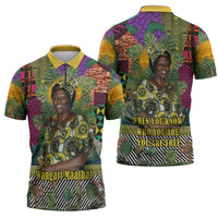 Wangari Maathai Zipper Polo Shirt Colorful Nature-Inspired Design Empowerment Quote African Print Environmental - Wonder Print Shop