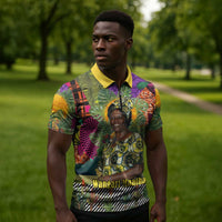 Wangari Maathai Zipper Polo Shirt Colorful Nature-Inspired Design Empowerment Quote African Print Environmental - Wonder Print Shop