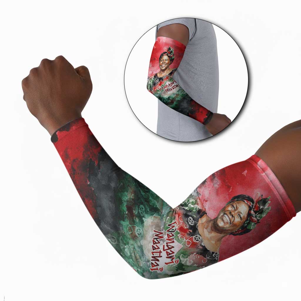 Wangari Maathai Arm Sleeves Kenyan Flag Watercolor Style - Environmental Quote Planting Trees Tribute Eco-Activism - Wonder Print Shop