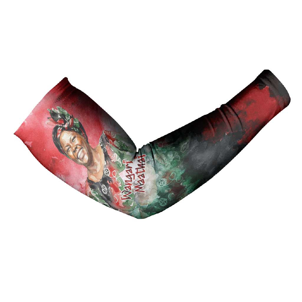 Wangari Maathai Arm Sleeves Kenyan Flag Watercolor Style - Environmental Quote Planting Trees Tribute Eco-Activism - Wonder Print Shop