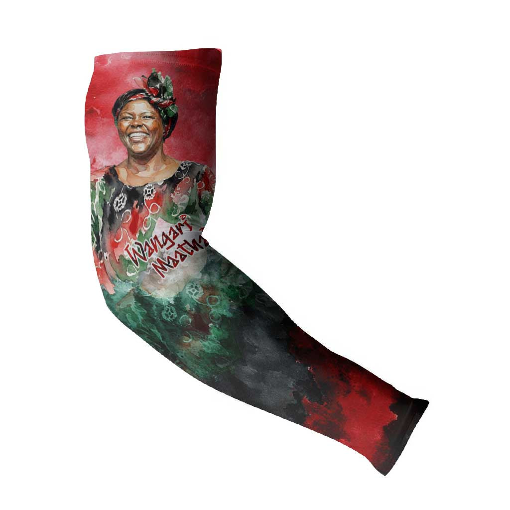 Wangari Maathai Arm Sleeves Kenyan Flag Watercolor Style - Environmental Quote Planting Trees Tribute Eco-Activism - Wonder Print Shop