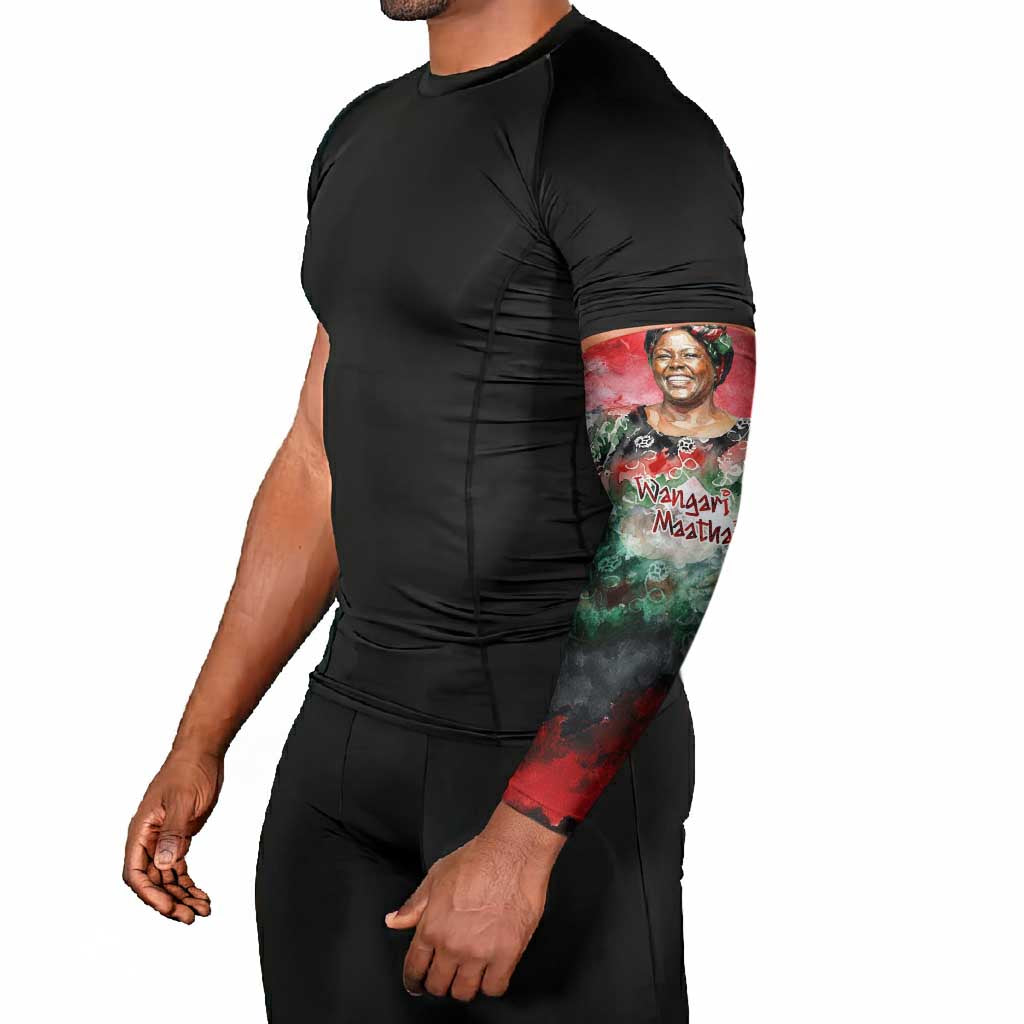 Wangari Maathai Arm Sleeves Kenyan Flag Watercolor Style - Environmental Quote Planting Trees Tribute Eco-Activism - Wonder Print Shop