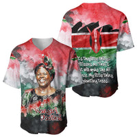 Wangari Maathai Baseball Jersey Kenyan Flag Watercolor Style - Environmental Quote Planting Trees Tribute Eco-Activism - Wonder Print Shop