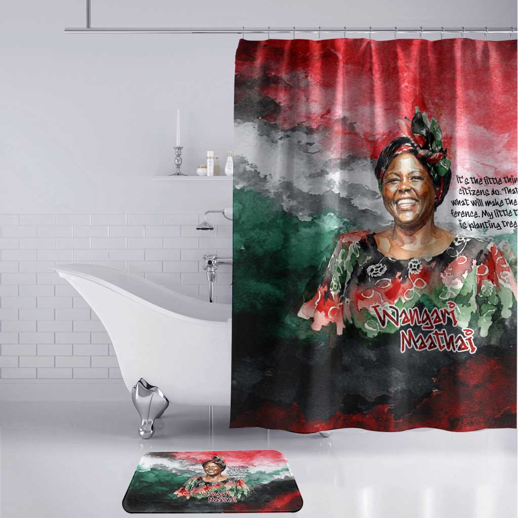 Wangari Maathai Bathroom Set Kenyan Flag Watercolor Style - Environmental Quote Planting Trees Tribute Eco-Activism - Wonder Print Shop