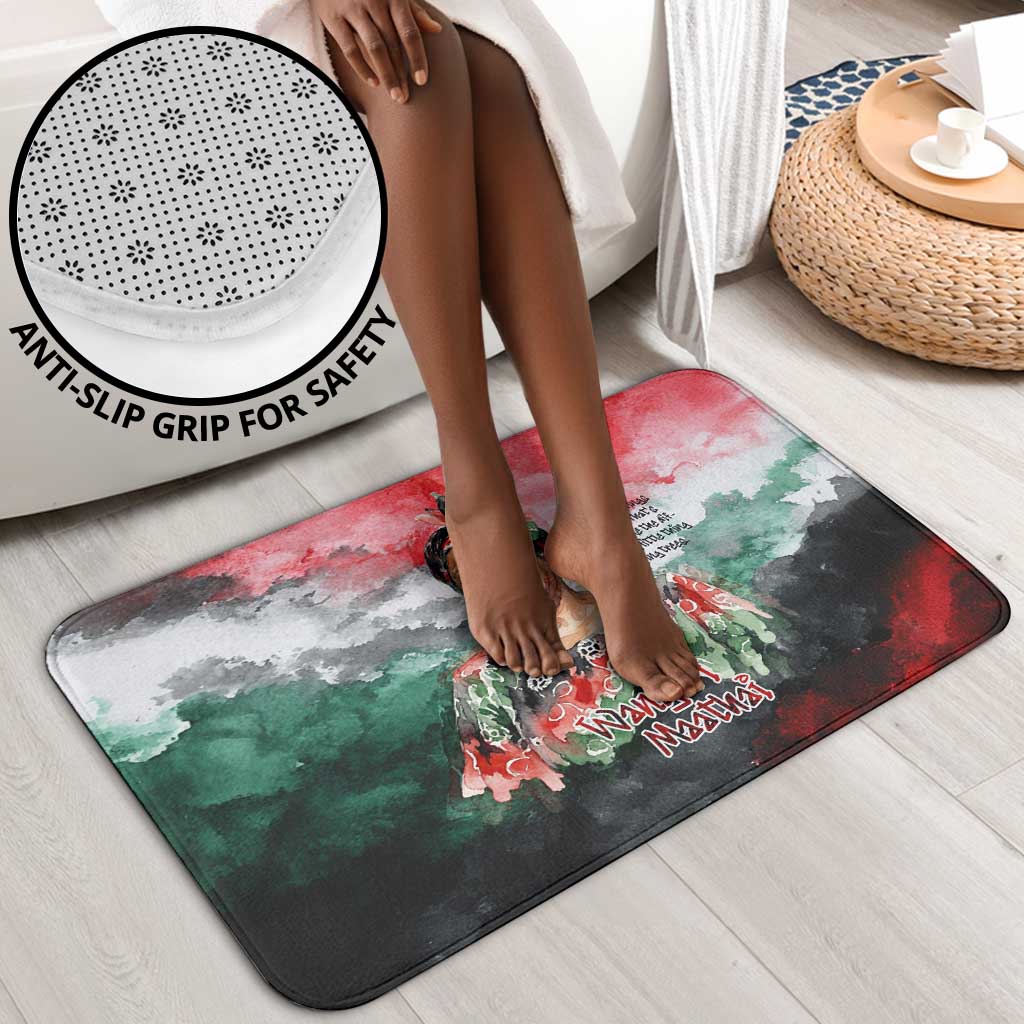 Wangari Maathai Bathroom Set Kenyan Flag Watercolor Style - Environmental Quote Planting Trees Tribute Eco-Activism - Wonder Print Shop