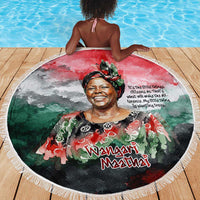 Wangari Maathai Beach Blanket Kenyan Flag Watercolor Style - Environmental Quote Planting Trees Tribute Eco-Activism - Wonder Print Shop