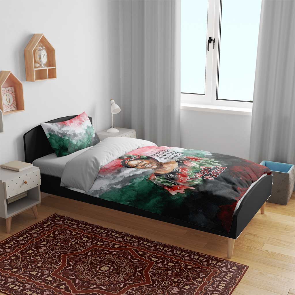 Wangari Maathai Bedding Set Kenyan Flag Watercolor Style - Environmental Quote Planting Trees Tribute Eco-Activism - Wonder Print Shop