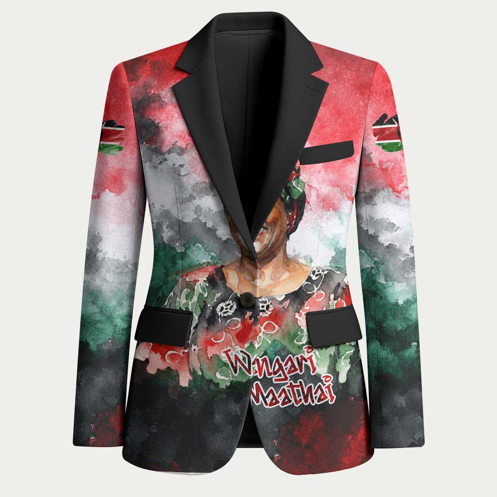 Wangari Maathai Blazer Kenyan Flag Watercolor Style - Environmental Quote Planting Trees Tribute Eco-Activism - Wonder Print Shop