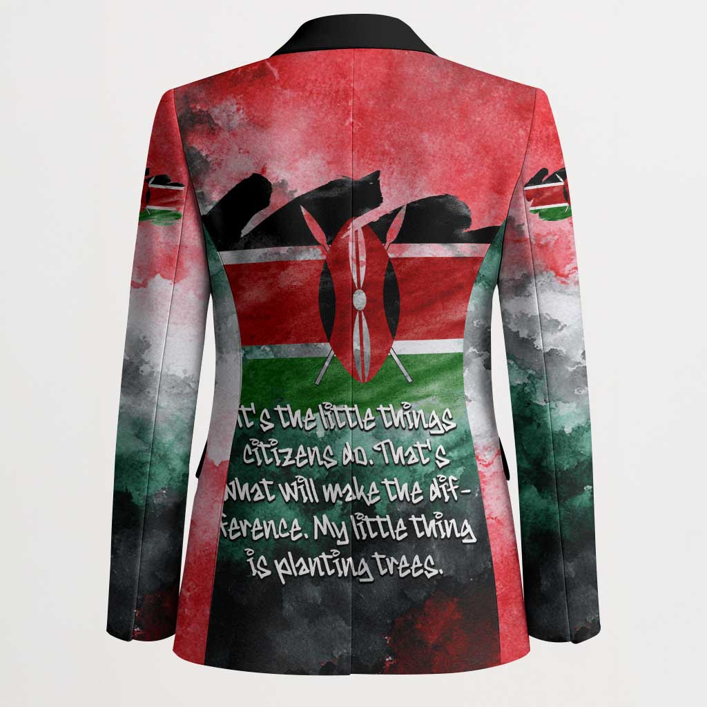 Wangari Maathai Blazer Kenyan Flag Watercolor Style - Environmental Quote Planting Trees Tribute Eco-Activism - Wonder Print Shop