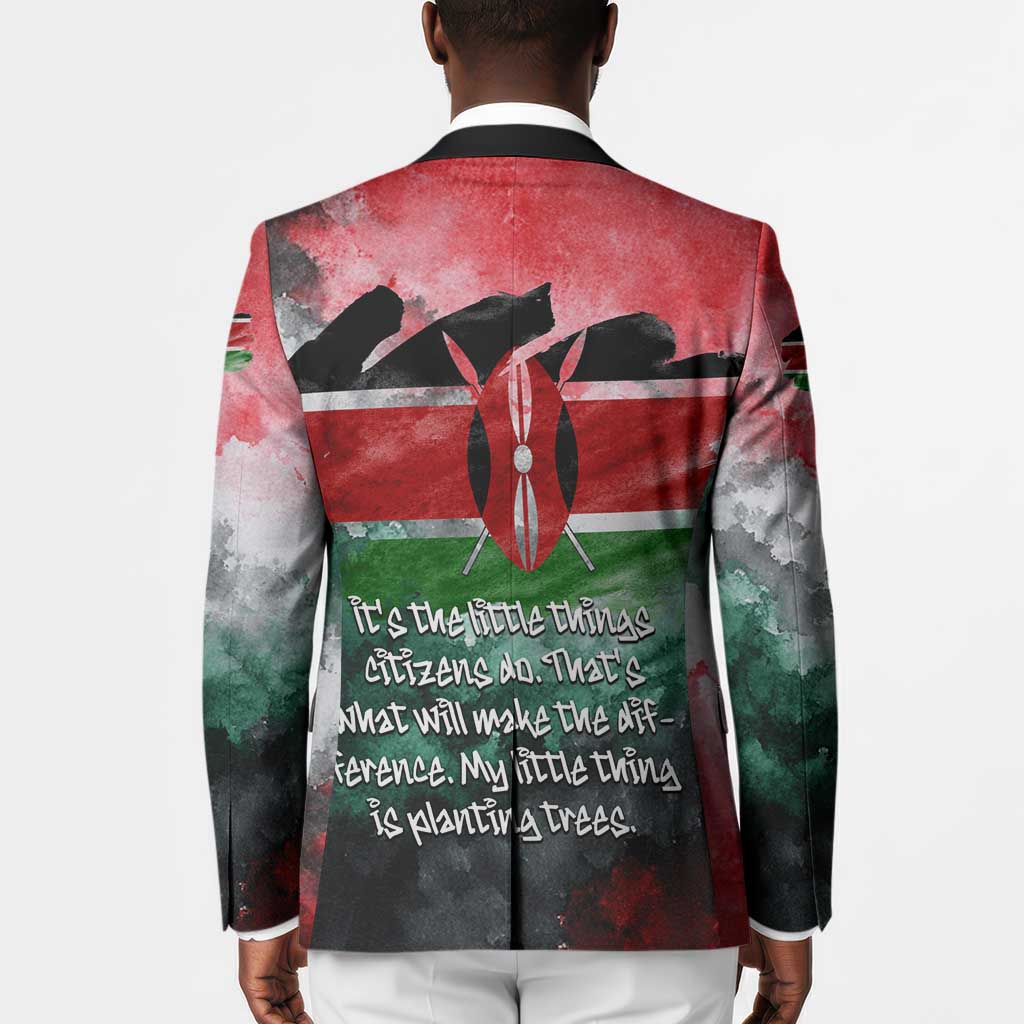 Wangari Maathai Blazer Kenyan Flag Watercolor Style - Environmental Quote Planting Trees Tribute Eco-Activism - Wonder Print Shop