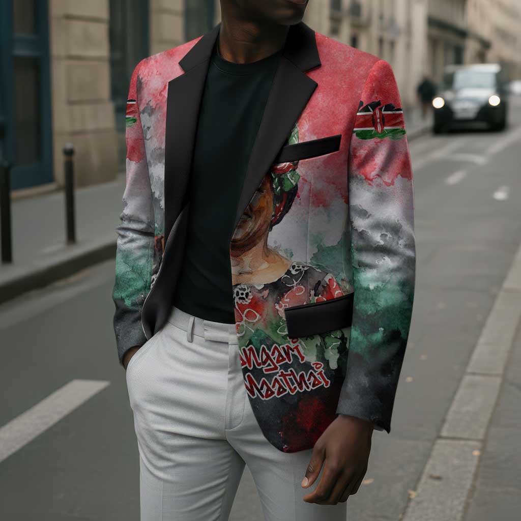 Wangari Maathai Blazer Kenyan Flag Watercolor Style - Environmental Quote Planting Trees Tribute Eco-Activism - Wonder Print Shop