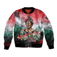 Wangari Maathai Bomber Jacket Kenyan Flag Watercolor Style - Environmental Quote Planting Trees Tribute Eco-Activism - Wonder Print Shop