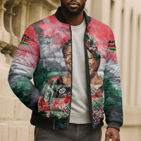 Wangari Maathai Bomber Puffer Jacket Kenyan Flag Watercolor Style - Environmental Quote Planting Trees Tribute Eco-Activism - Wonder Print Shop