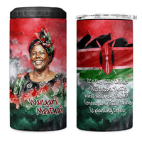 Wangari Maathai 4 in 1 Can Cooler Tumbler Kenyan Flag Watercolor Style - Environmental Quote Planting Trees Tribute Eco-Activism - Wonder Print Shop